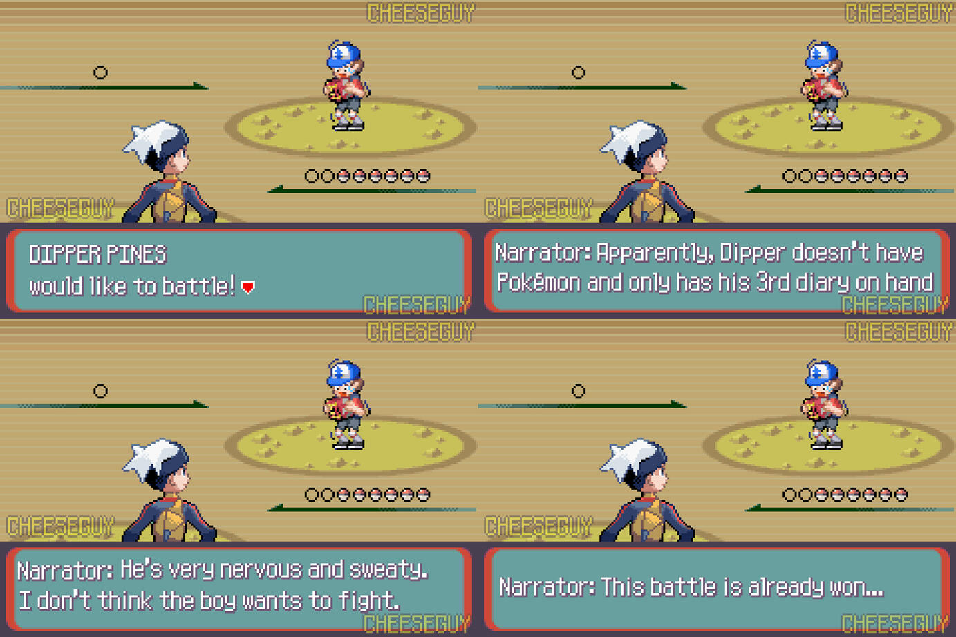 Gravity Falls in the style of Pokémon Ruby/Sapphire (Dipper Battle)