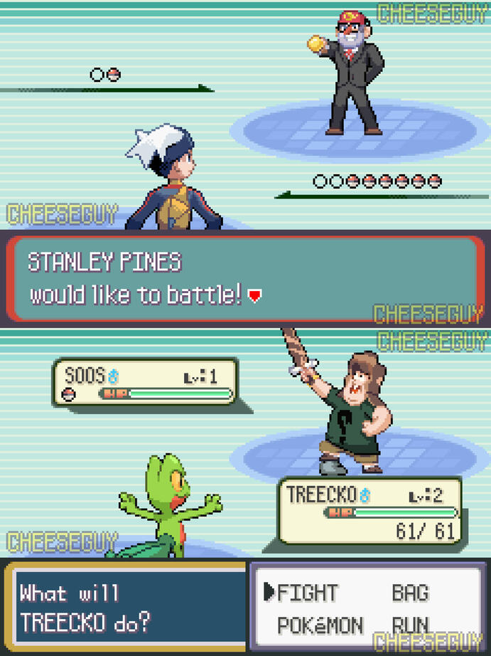 Gravity Falls in the style of Pokémon Ruby/Sapphire (Unc. Stan Battle)